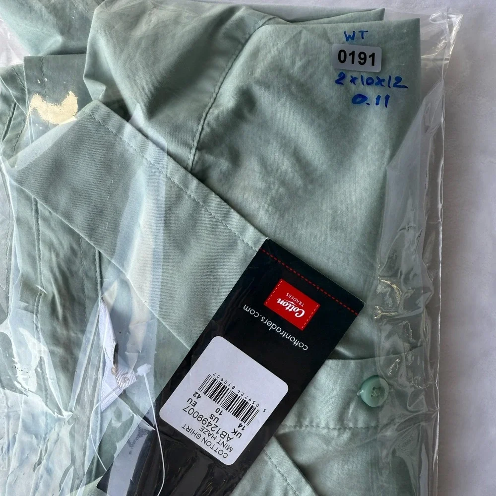 Cotton Traders Button Up Womens US 10 Minimalist Mint Haze Cotton Shirt Casual‎